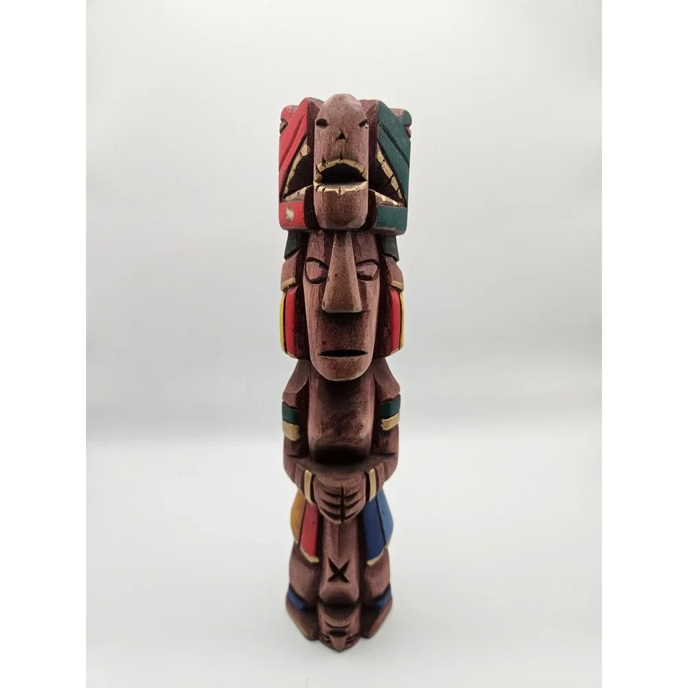 Vintage Handcarved Lightweight Wooden Folk Art Aztec/Mayan Style Totem 9
